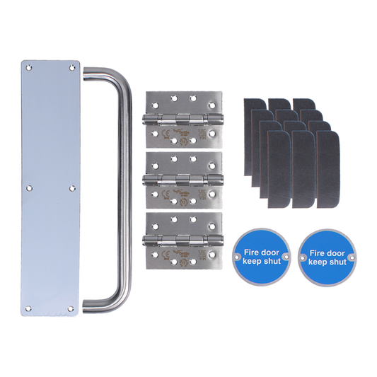FIREMONGERY Fire Rated Door Pack Non Locking Push/Pull CFP5 FD30/FD60 Square - Satin Stainless Steel