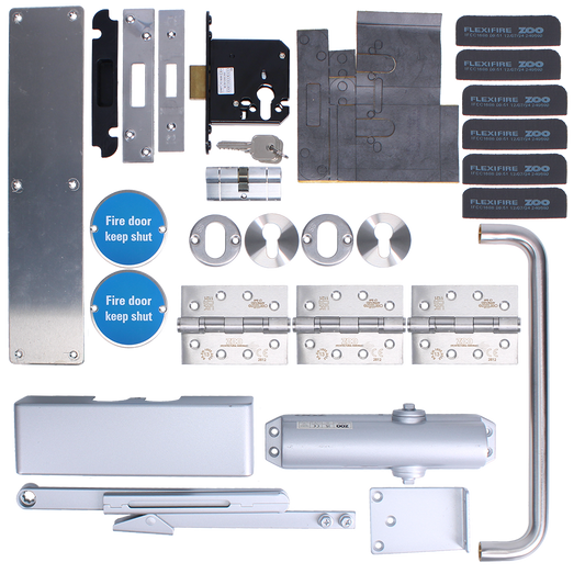 ZOO Architectural A1130/60 Fire Door Pack For Corridor Door (Locking) KITA11-FDP-A11 Corridor A11 Locking 60 Min Fire Rated - Satin Stainless Steel