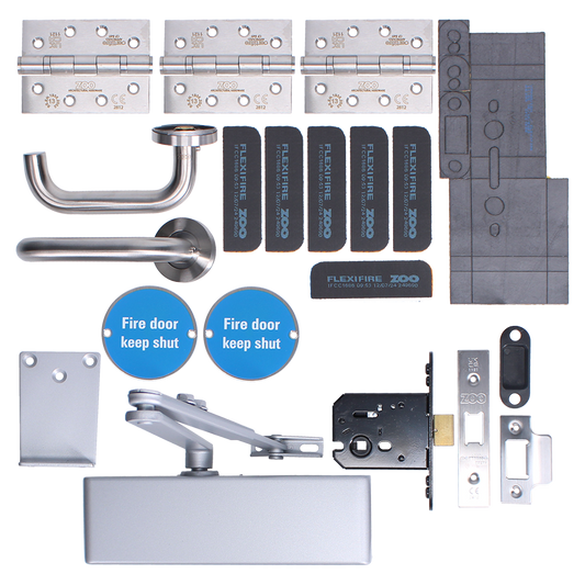ZOO Architectural A1430/60 Fire Door Pack For Office Door (Non-Locking) KITA14-FDP-A14 Office A14 Non-Locking 60 Min Fire Rated - Satin Stainless Steel