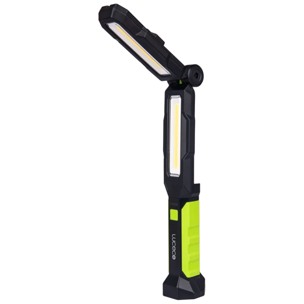 LUCECO 15W 2200 Lumen Rechargeable Twin Head Folding LED Work Light With USB-C Power Bank 2200 Lumen - Black & Green