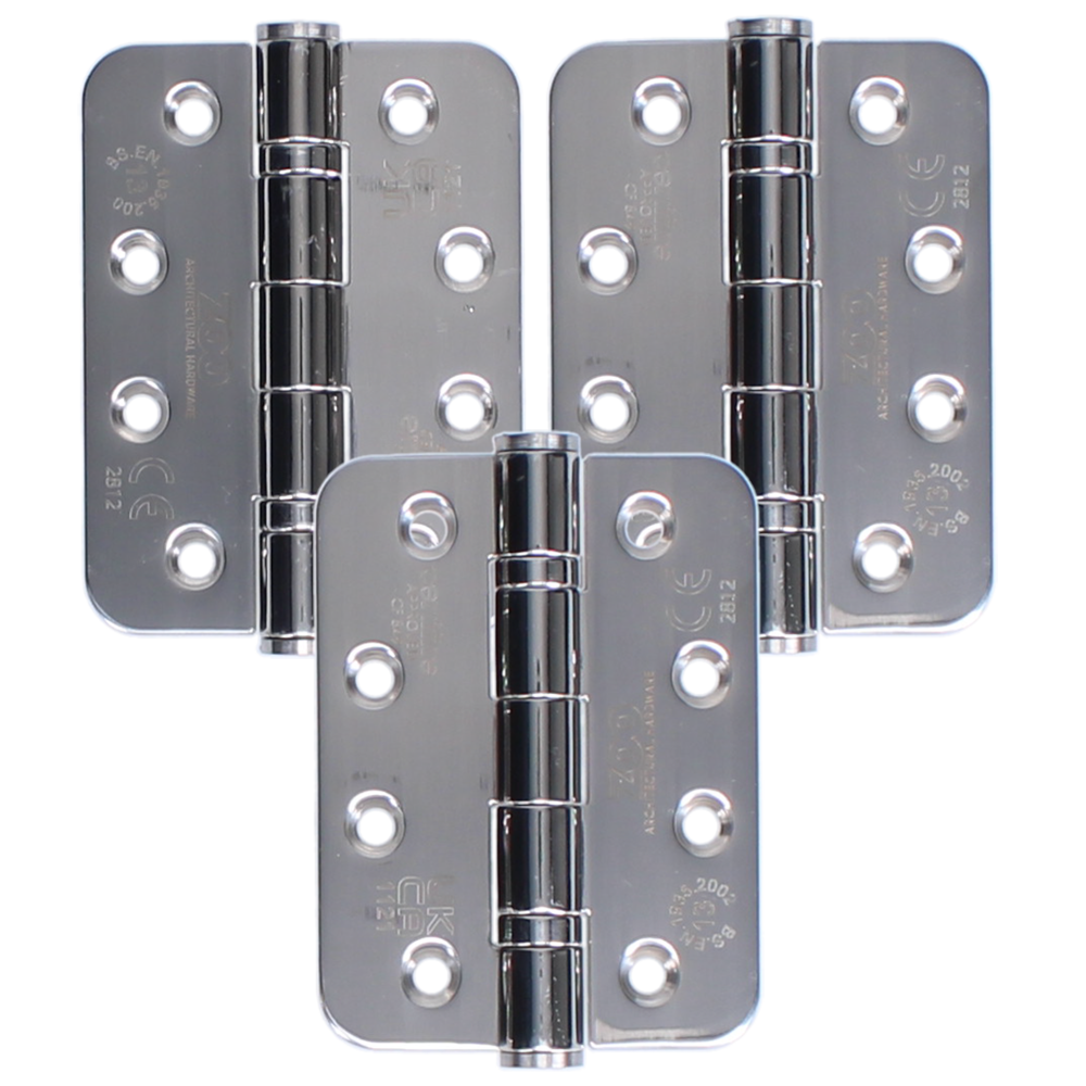 ZOO Ball Bearing Hinge ZHSS243 Grade 13 Certifire/CE/UKCA 3 Hinges - Polished Stainless Steel