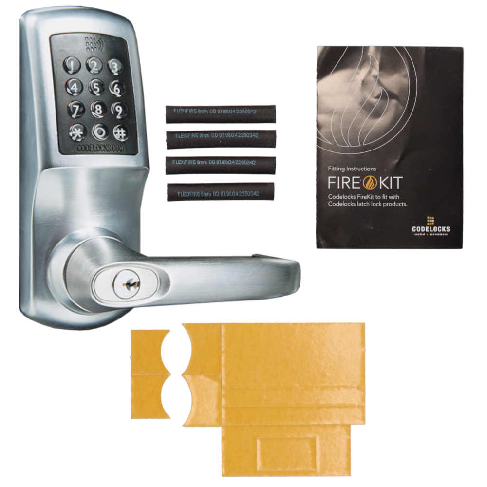 CODELOCKS CL5510CC Connect Share Smart Digital Lock With Netcode & Tubular Latch CL5510CC Connect Share With Fire Pack BS - Brushed Steel