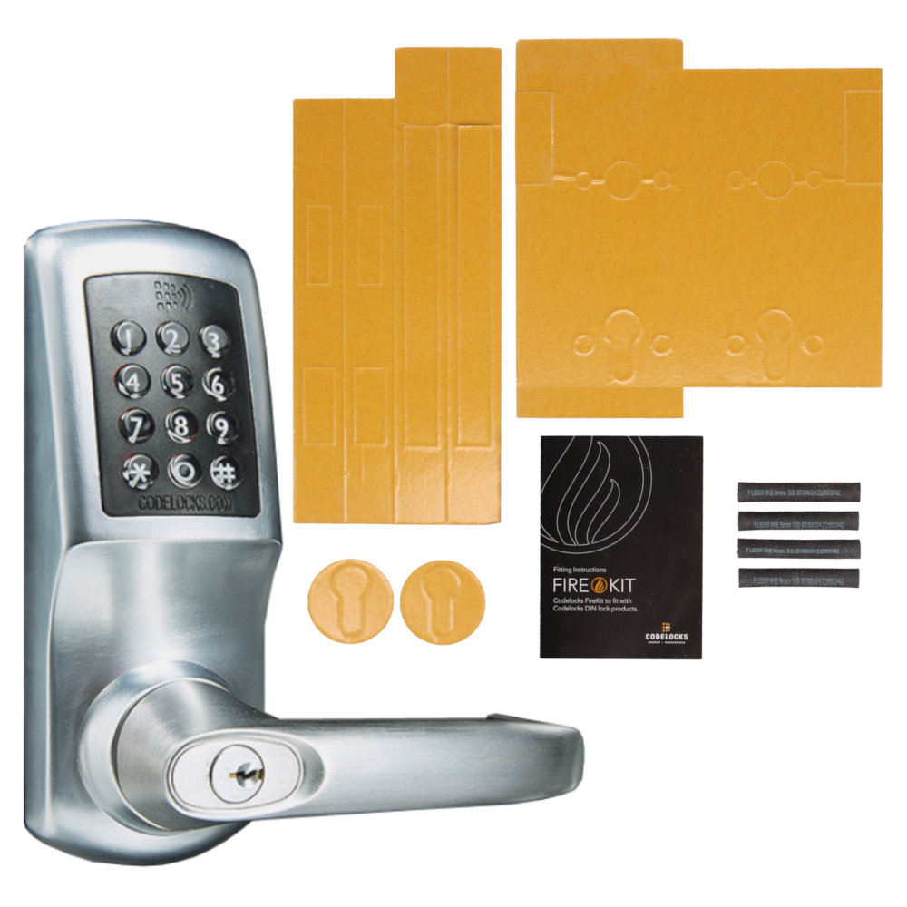 CODELOCKS CL5520CC Connect Share Smart Digital Lock With Netcode & Mortice Sashlock CL5520CC Connect Share BS With Fire Pack BS - Brushed Steel