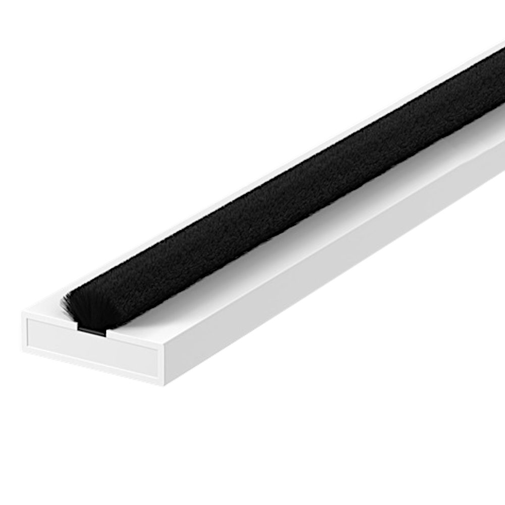 LORIENT Door Brush Seal 2100mm x 4mm Fire & Smoke (SS) 15mm SS Seal - White