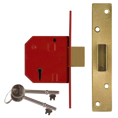 UNION 2134 5 Lever Deadlock 67mm Keyed To Differ - Polished Brass