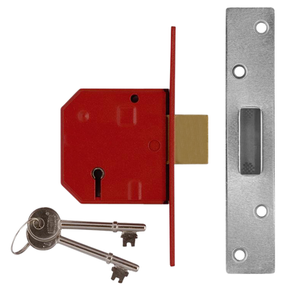 UNION 2134 5 Lever Deadlock 67mm Keyed To Differ - Satin Chrome