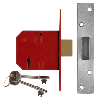 UNION 2134 5 Lever Deadlock 79.5mm Keyed To Differ - Satin Chrome