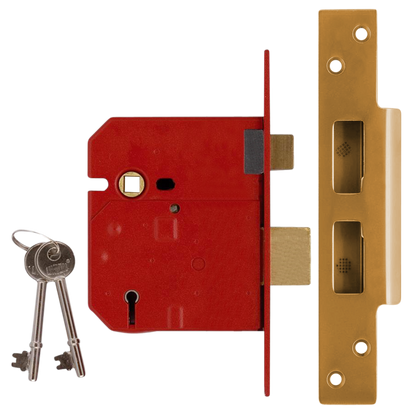 UNION 2234 5 Lever Sashlock 76mm Keyed To Differ - Polished Brass