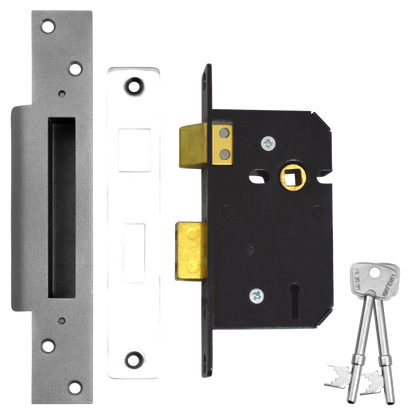 WILLENHALL LOCKS M5 5 Lever Sashlock 64mm Keyed To Differ - Satin Chrome