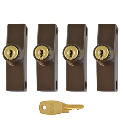 ERA 801 & 802 Automatic Window Snap Lock Std Key 4 Locks + 1 Key Pro - Brown