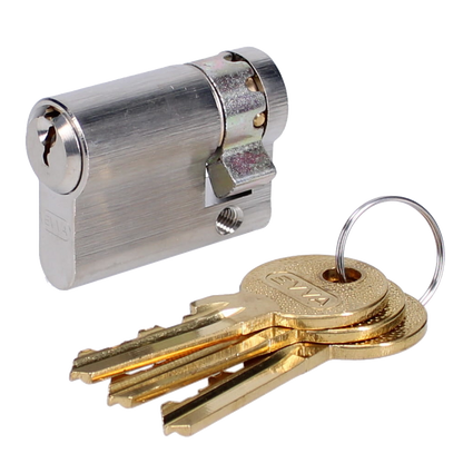 EVVA A5 HZ Euro Half Cylinder With Adjustable Cam KD 41mm 32-9 - Nickel Plated