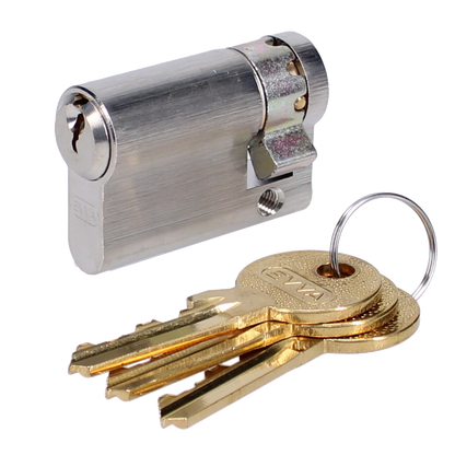 EVVA A5 HZ Euro Half Cylinder With Adjustable Cam KD 46mm 37-9 - Nickel Plated