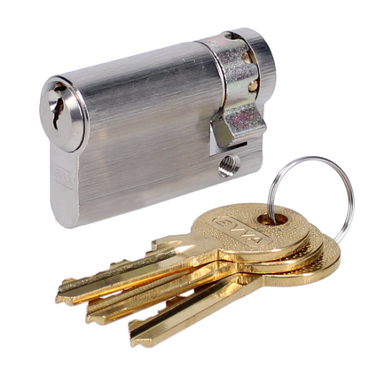 EVVA A5 HZ Euro Half Cylinder With Adjustable Cam KD 51mm 42-9 - Nickel Plated