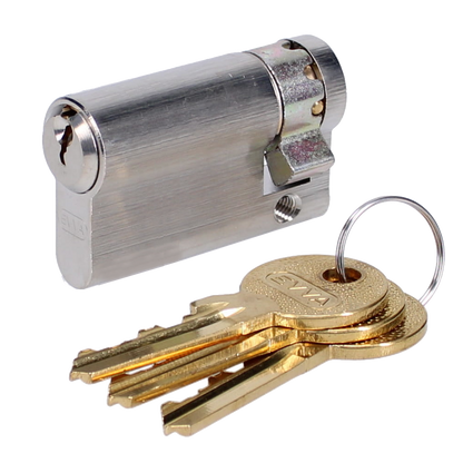 EVVA A5 HZ Euro Half Cylinder With Adjustable Cam KD 56mm 47-9 - Nickel Plated