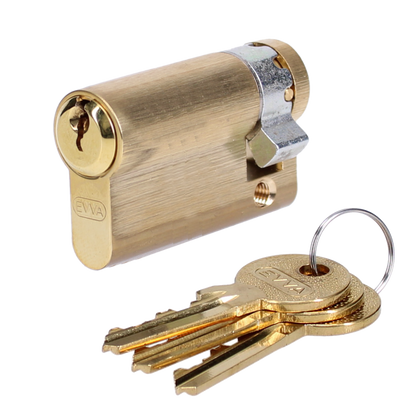 EVVA A5 HZ Euro Half Cylinder With Adjustable Cam KD 56mm 47-9 - Polished Brass