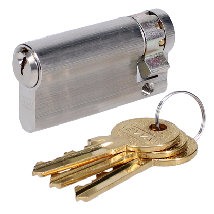 EVVA A5 HZ Euro Half Cylinder With Adjustable Cam KD 76mm 67-9 - Nickel Plated