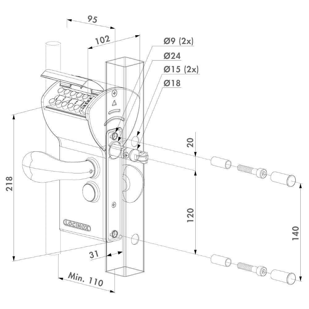 LOCINOX Free Vinci Surface Mounted Mechanical Code Gate Lock