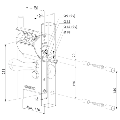 LOCINOX Free Vinci Surface Mounted Mechanical Code Gate Lock