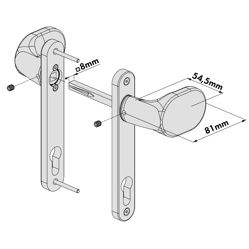 LOCINOX 3006PAD Gate Handle Set With Fixed And/Or Rotating Function