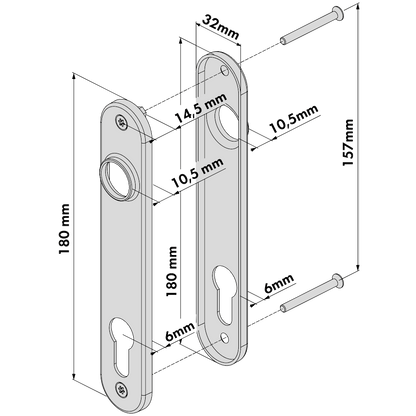 LOCINOX 3025 Pair of Escutcheons For Insert Locks