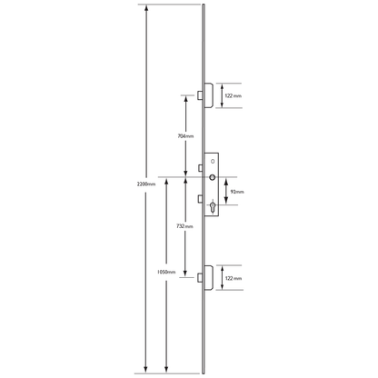 LOCKMASTER Lever Operated Latch & Deadbolt Single Spindle - 2 Dead Bolt