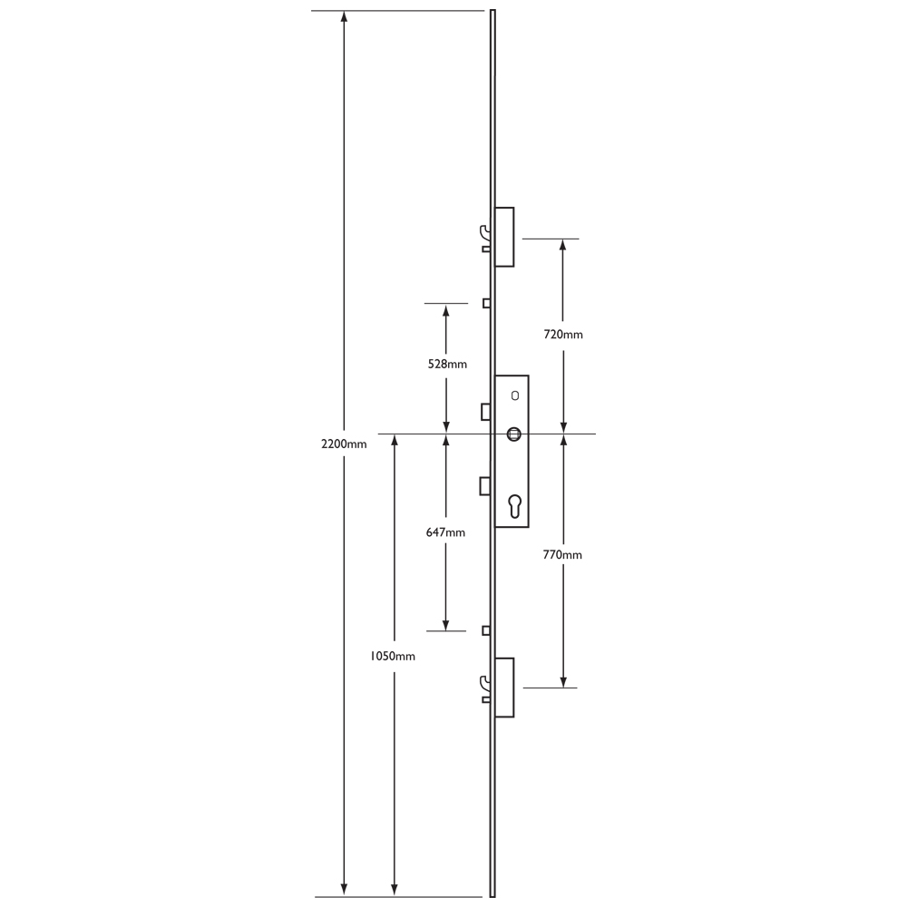 LOCKMASTER Lever Operated Latch & Deadbolt - 2 Hook 2 Anti-Lift 2 Roller