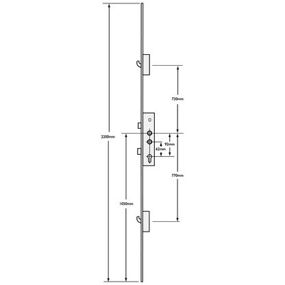 LOCKMASTER Lever Operated Latch & Deadbolt 92/62 Twin Spindle 20mm Radius 2 Hook