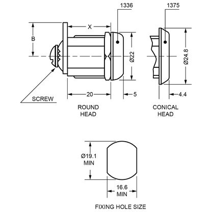 L&F 1336 Nut Fix Camlock