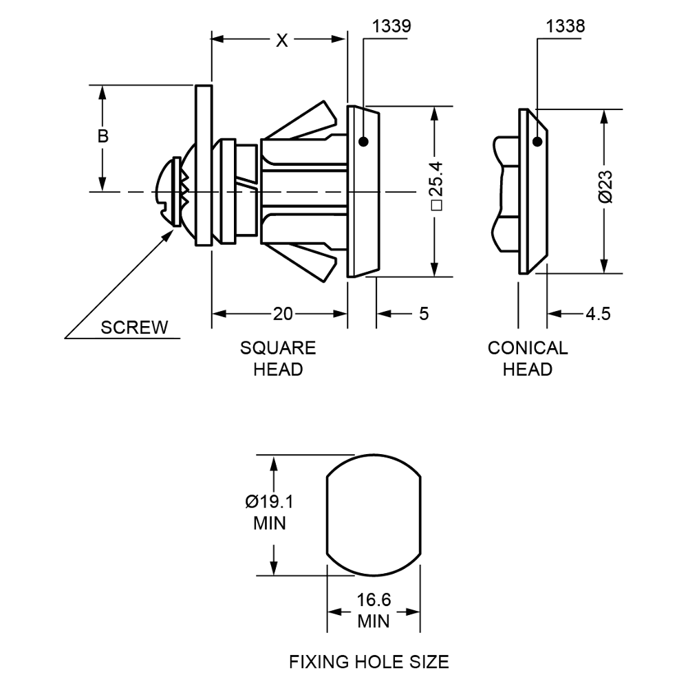 L&F 1339 Snap Fit Camlock