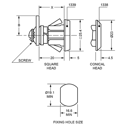 L&F 1339 Snap Fit Camlock