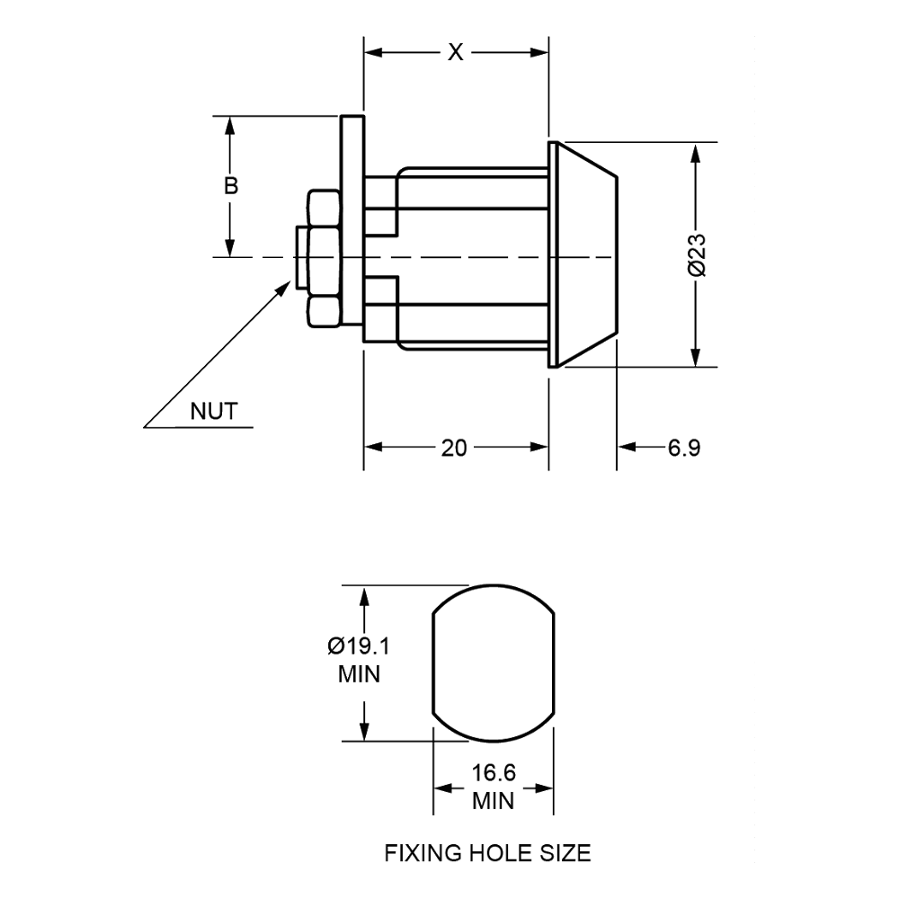 L&F 2106 Nut Fix 20mm Camlock