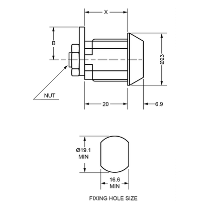 L&F 2106 Nut Fix 20mm Camlock