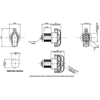 L&F 5720 Push-To-Turn 20mm Latch Lock