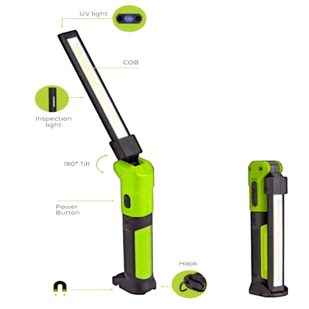 LUCECO LED Slim Foldable Inspection Torch USB-C Rechargeable With UV Light Mode & Powerbank Function