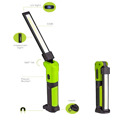LUCECO LED Slim Foldable Inspection Torch USB-C Rechargeable With UV Light Mode & Powerbank Function