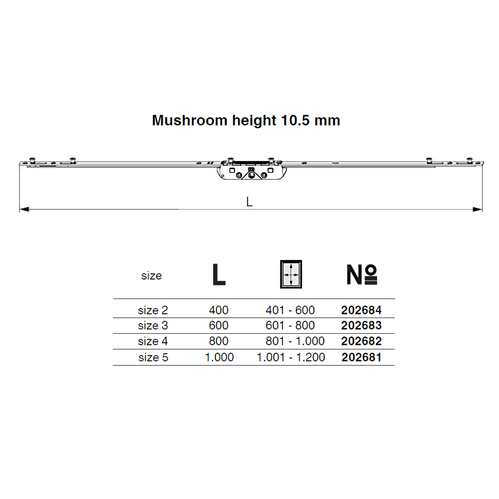 MACO RAIL SRS Espag 22mm Backset With 10.5mm Mushroom Height