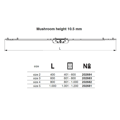 MACO RAIL SRS Espag 22mm Backset With 10.5mm Mushroom Height