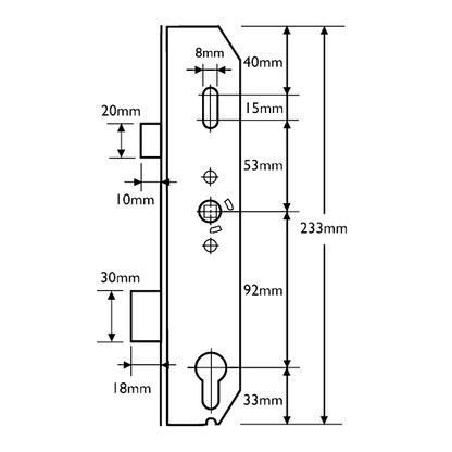 MILA Lever Operated Latch & Deadbolt - Centre Case 35/92