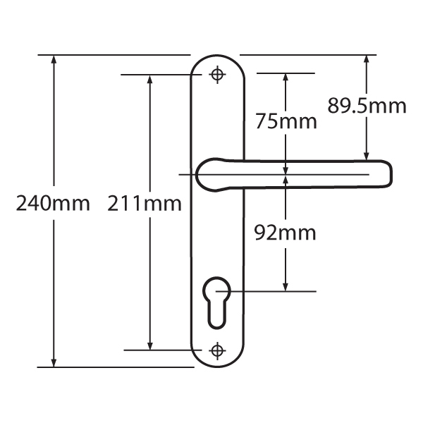 MILA Prolinea 92 Lever/Lever UPVC Furniture - 240mm Backplate