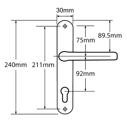 MILA Prolinea 92 Lever/Lever UPVC Furniture - 240mm Backplate