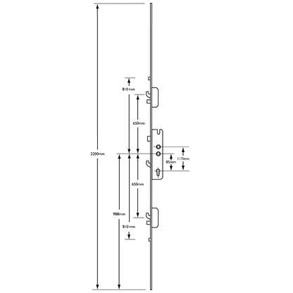 MILLENCO Lever Operated Latch & Hookbolt Twin Spindle - 2 Roller 2 Hook 2 Dead