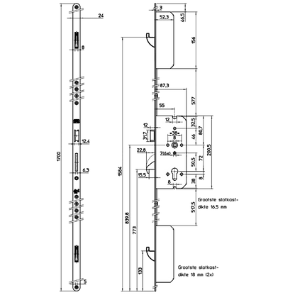 NEMEF 4923 Excell 2 Hook Keywind Multipoint Lock With Adjustable Strikes