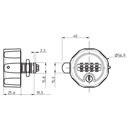 RONIS C4S Combination Cam Lock With Key Override