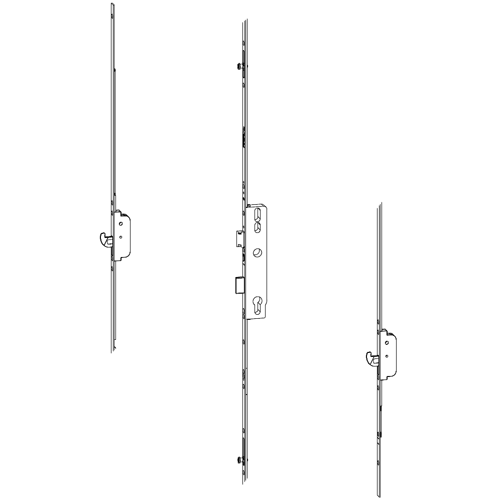 ROTO H650 35mm Backset Latch & Deadbolt Single Spindle With 2 Hooks & 2 V Cam (Mushroom) 2003562