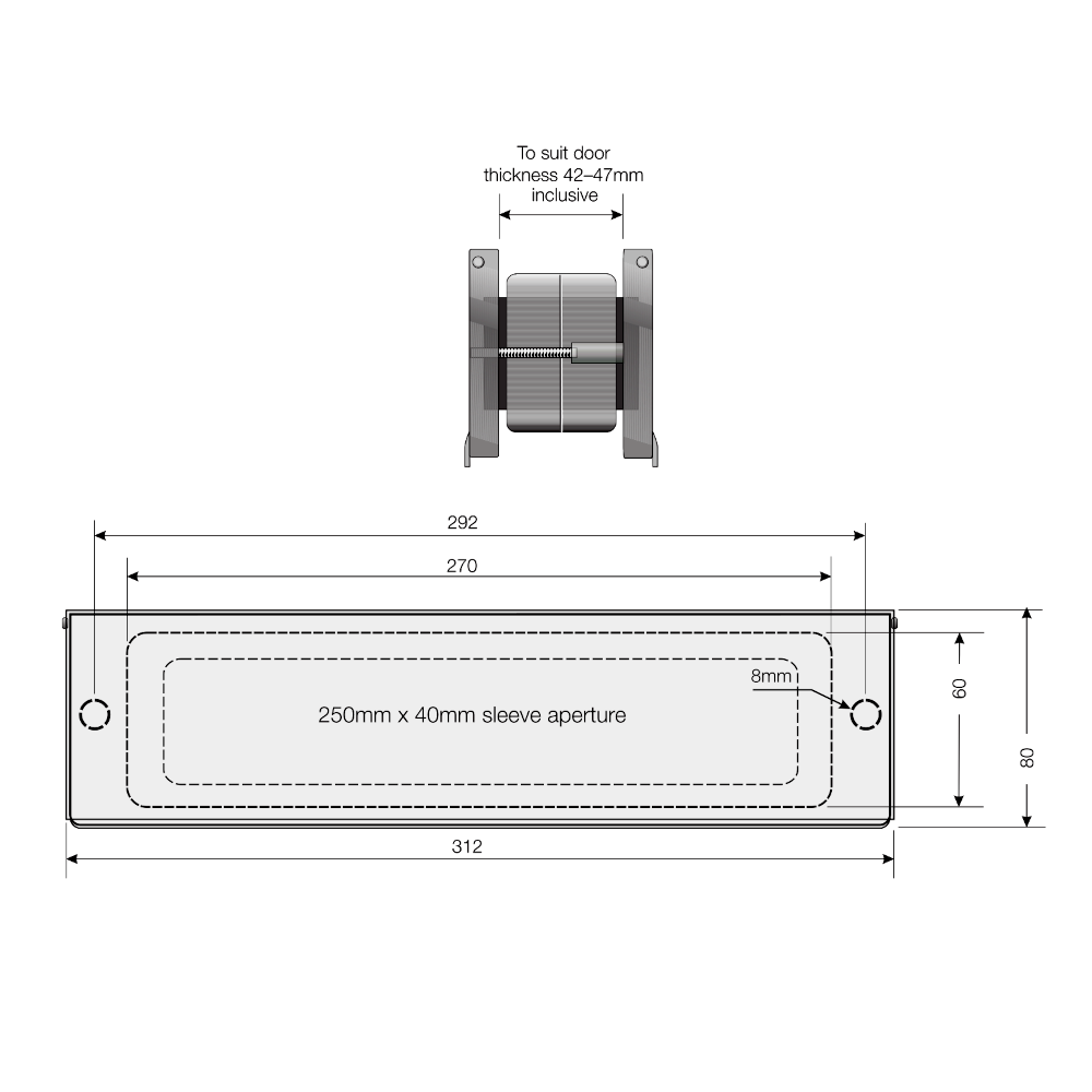 ROYDE & TUCKER LP06 Letterplate Fire And Smoke Tested To Suit 42mm-47mm Thick Doors