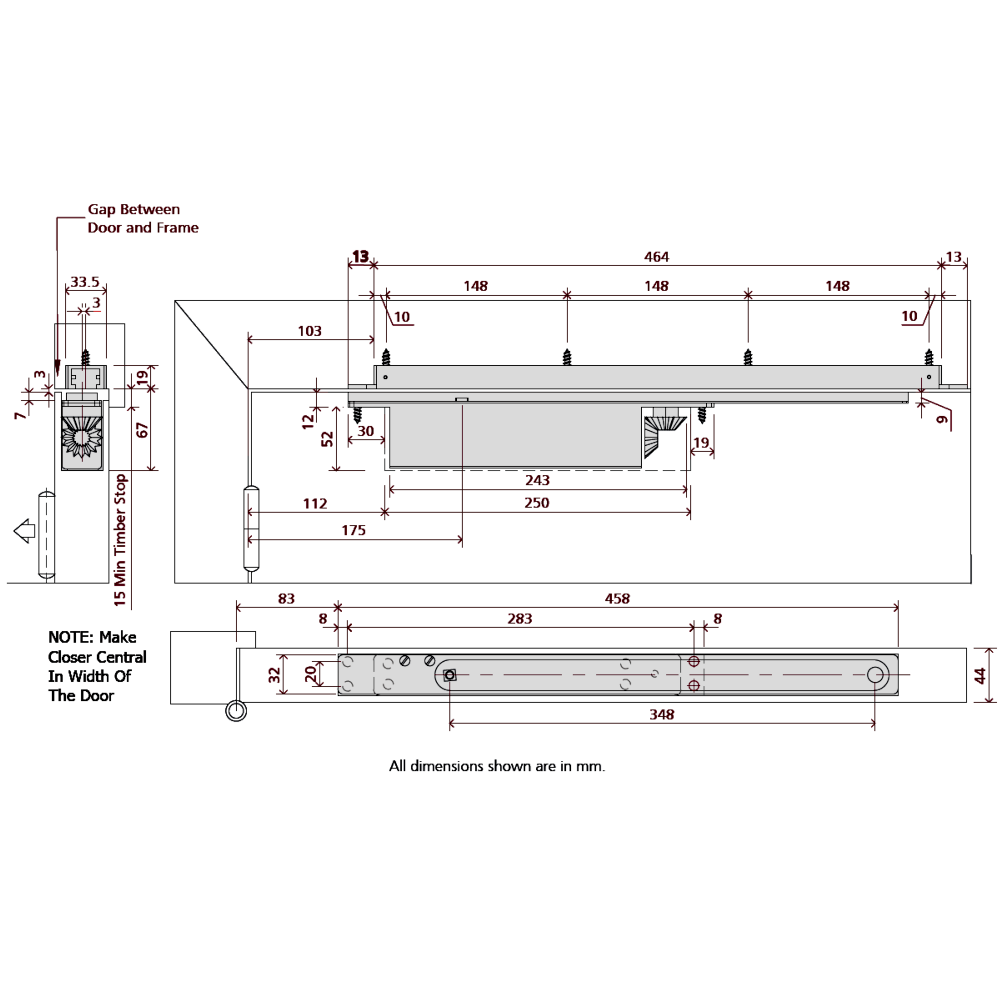 RUTLAND Fire Rated ITS.11204 Concealed Cam Action Door Closer EN 2-4