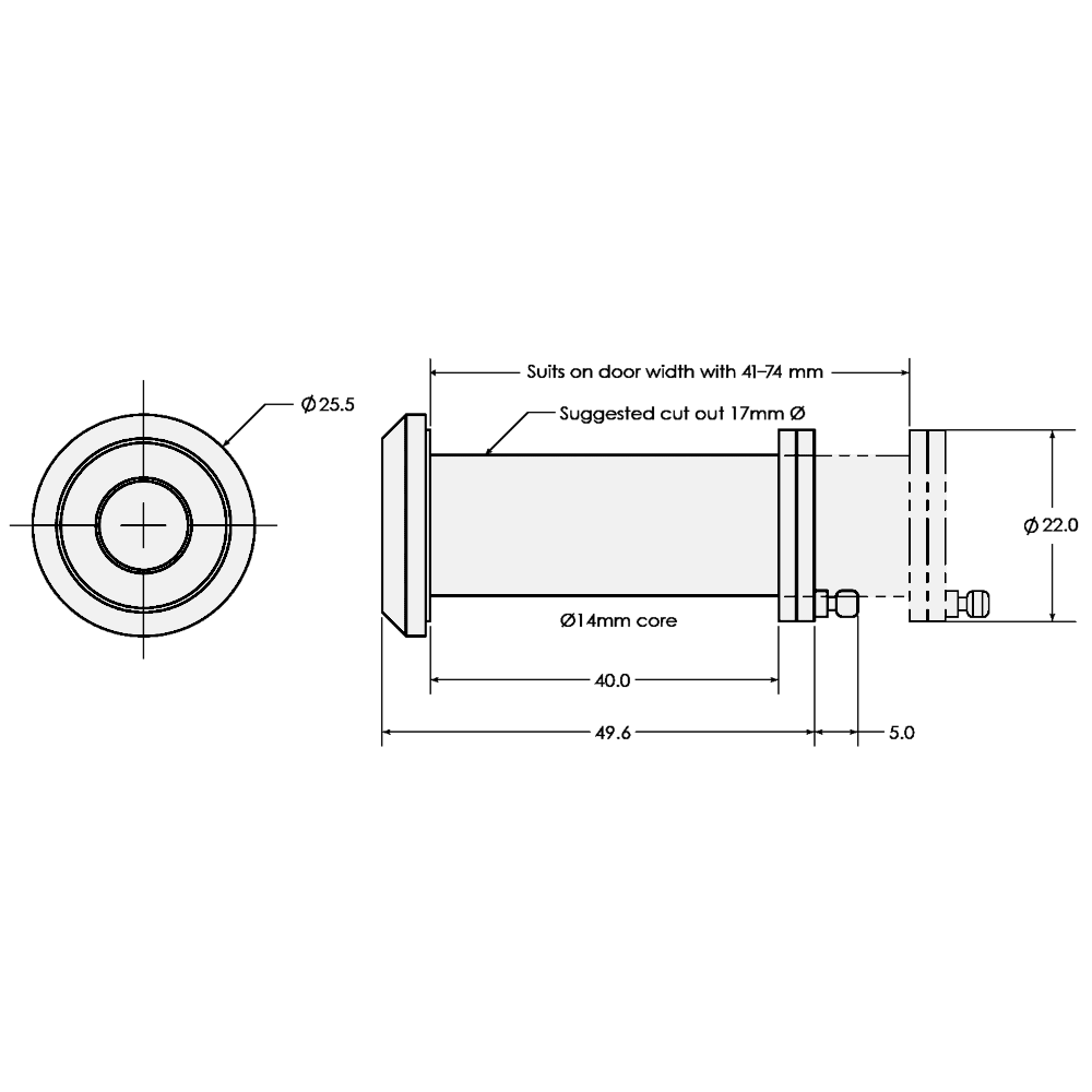 RUTLAND Wide Angle Door Viewer Fire & Smoke Tested & TS 002