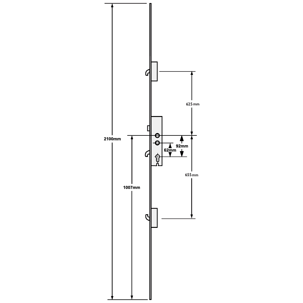 SAFEWARE 3 Lever Operated Latch & Hook Twin Spindle - 2 Hooks