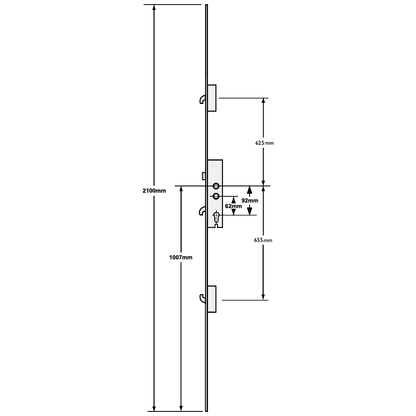 SAFEWARE 3 Lever Operated Latch & Hook Twin Spindle - 2 Hooks