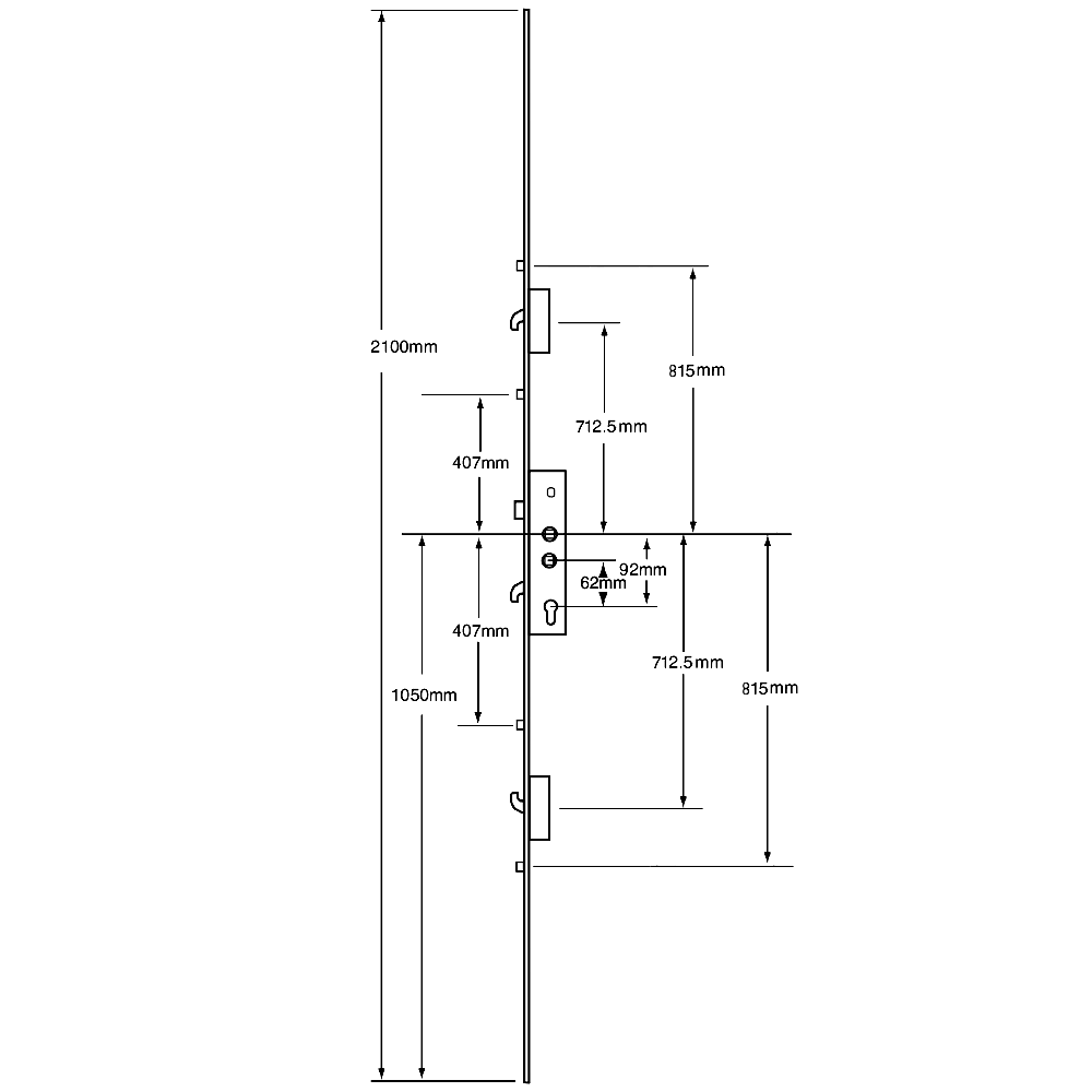 SAFEWARE Lever Operated Latch & Hookbolt Twin Spindle - 2 Hook 4 Roller